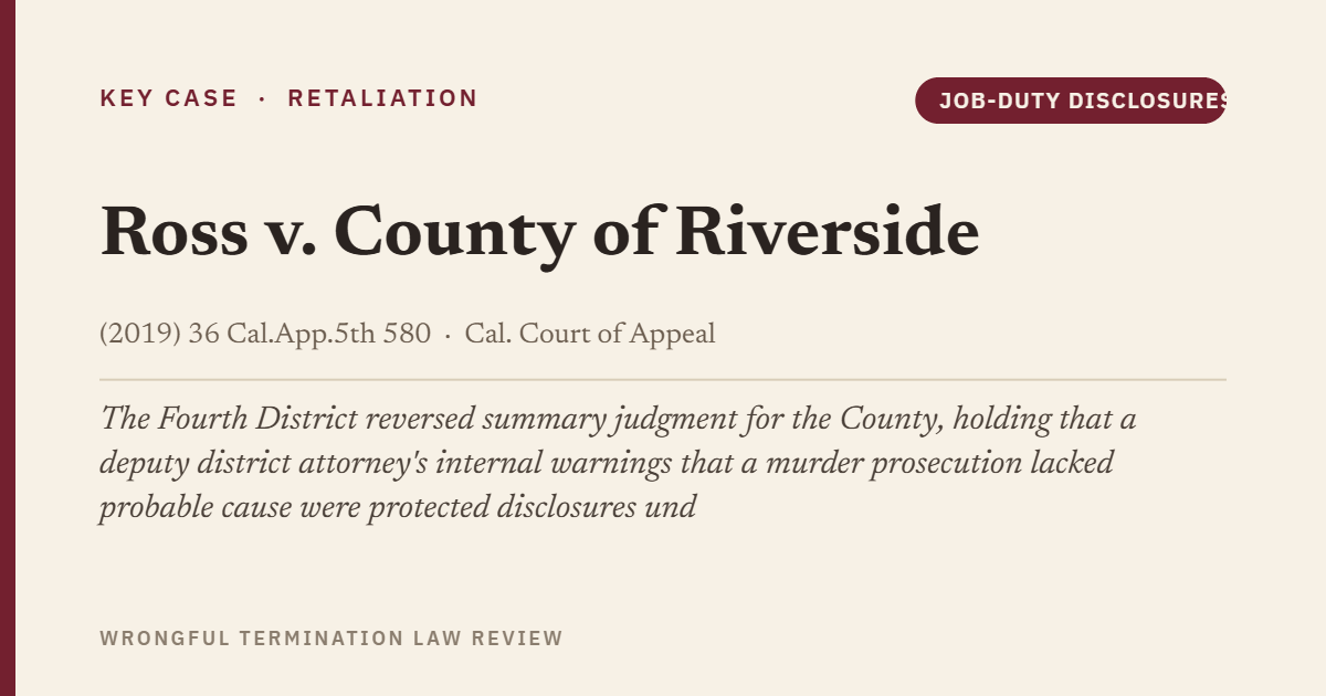 Ross v. County of Riverside (2019) 36 Cal.App.5th 580