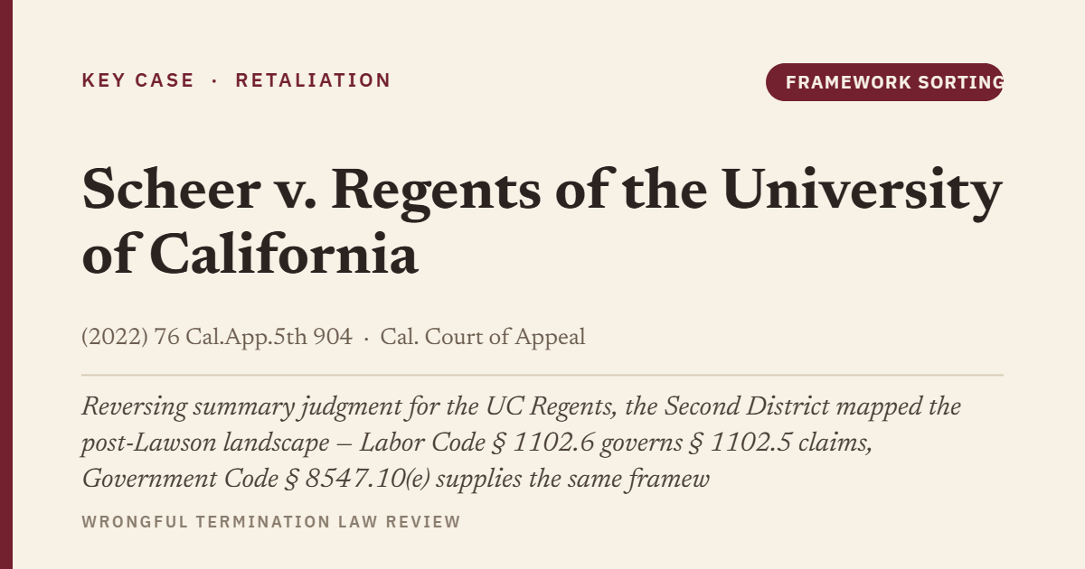Scheer v. Regents of the University of California (2022) 76 Cal.App.5th 904