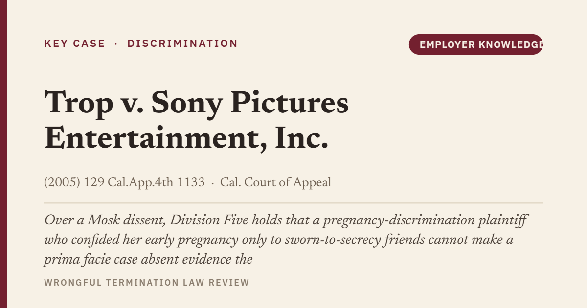 Trop v. Sony Pictures Entertainment, Inc. (2005) 129 Cal.App.4th 1133