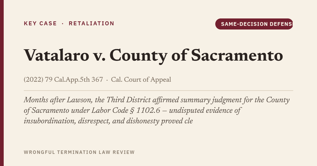 Vatalaro v. County of Sacramento (2022) 79 Cal.App.5th 367